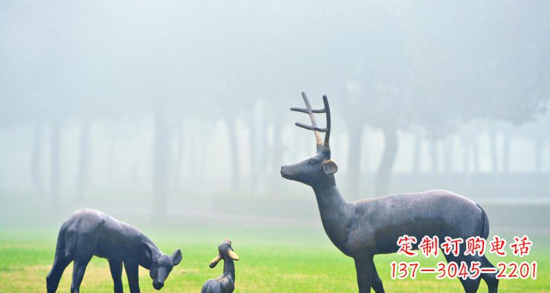 太原鹿一家:精美绝伦的动物铜雕