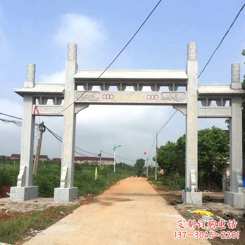 太原路口三间四柱无楼石牌坊雕塑制作