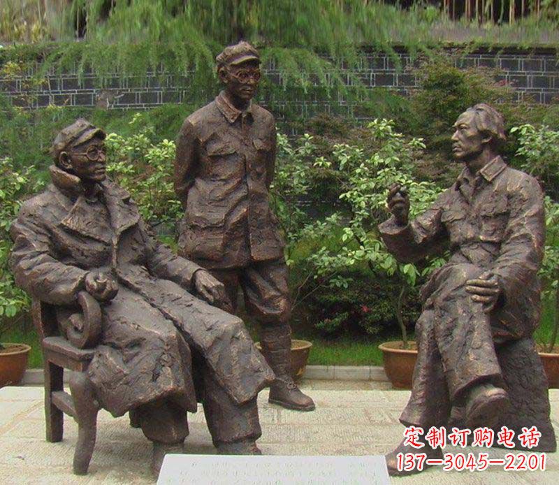 太原精美手工雕刻的刘伯承—毛泽东雕像