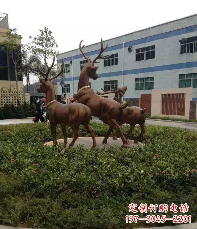 太原梅花鹿小区企业动物铜雕