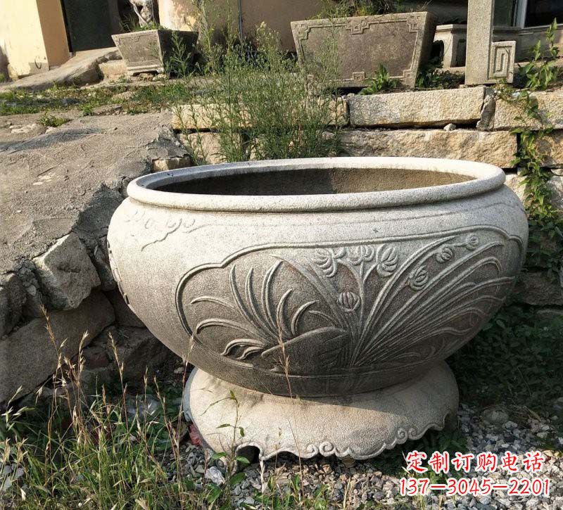 太原中领雕塑梅兰竹菊浮雕石水缸