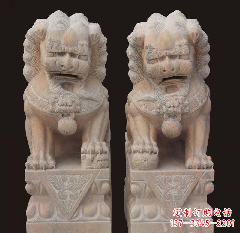 太原门口传统石狮子雕塑