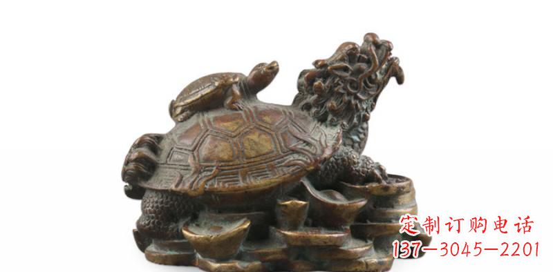 太原雕塑非凡,铜雕龙龟母子精美