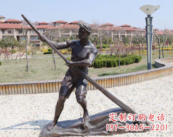 太原男子划船铜雕塑