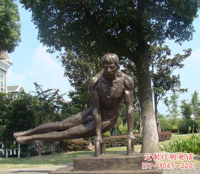 太原男子体操运动员铜雕
