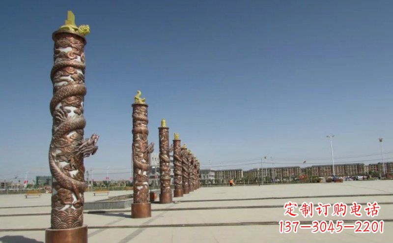 太原中领雕塑|专业定制盘龙柱广场柱子铜雕