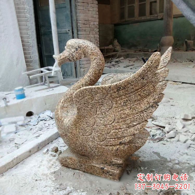 太原应用天鹅花岗岩制作的喷水雕塑