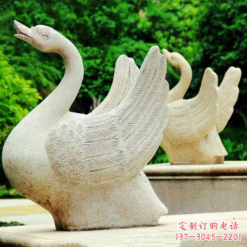 太原高雅优美的砂岩天鹅雕塑