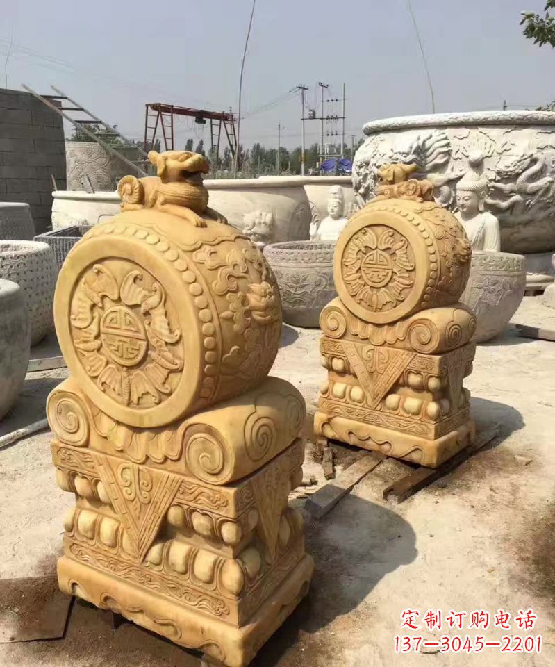 太原福瑞貔貅抱鼓石雕塑,传承中国古老文化