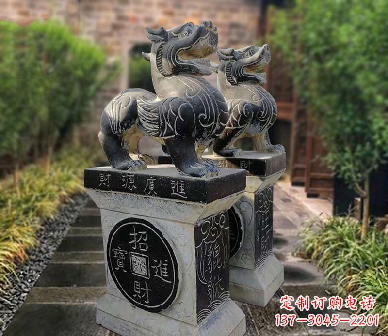 太原貔貅石雕小区看门雕塑
