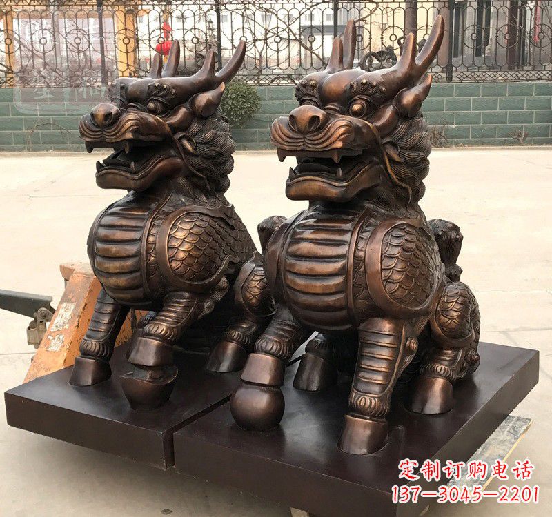 太原高雅定制辟邪铜麒麟雕塑