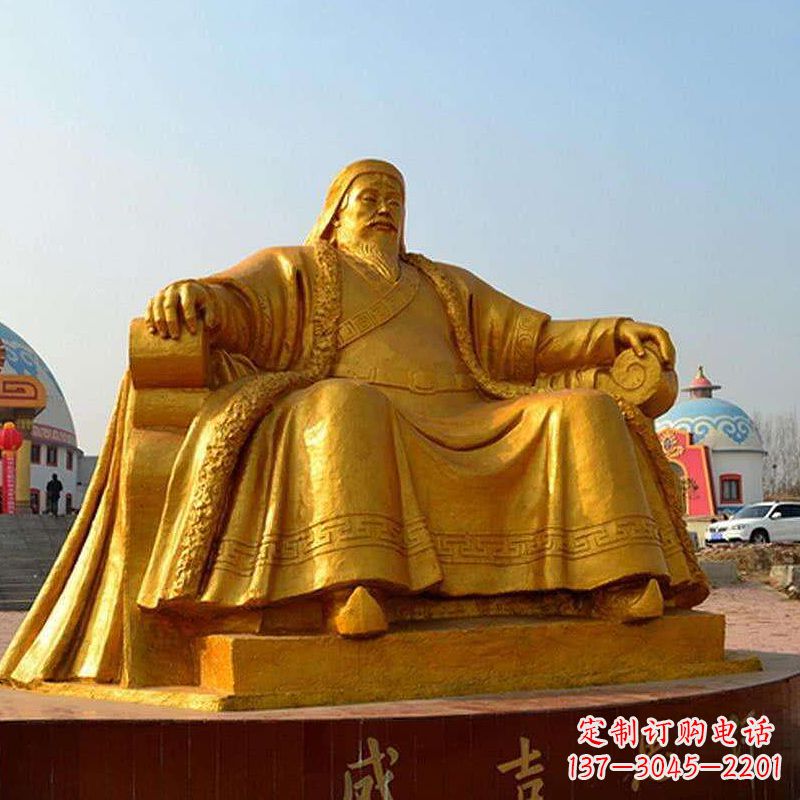 太原雕刻古代传奇军事家成吉思汗铜雕像