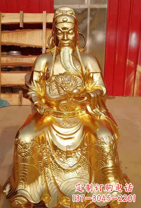 太原传承经典,漆金关公神像雕塑