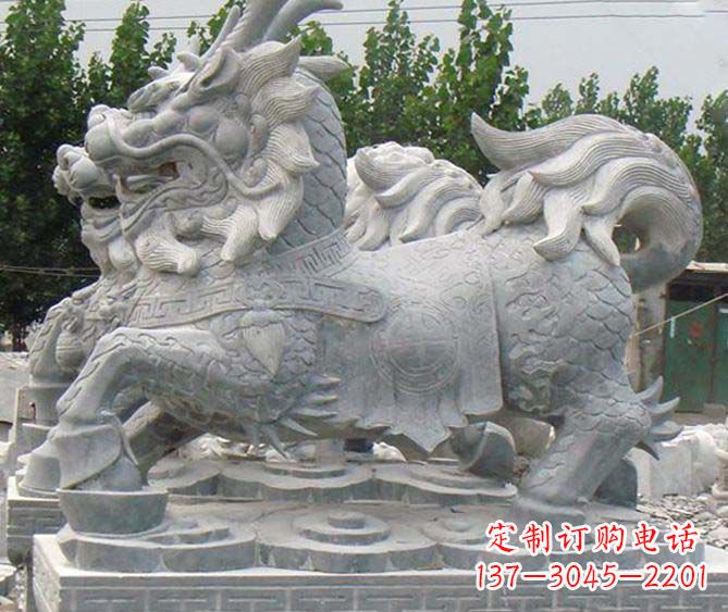 太原古典麒麟招财神兽石雕,传承古典非凡财富之美