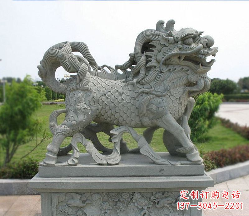 太原典雅经典,麒麟招财石雕把你的梦想变成现实