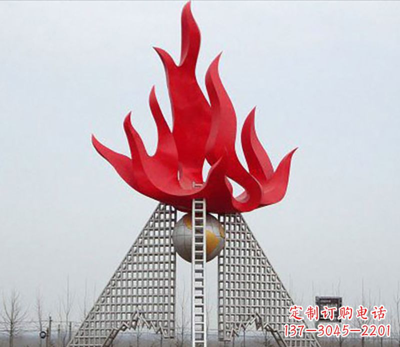 太原金色火苗-优雅华贵的不锈钢景观雕塑