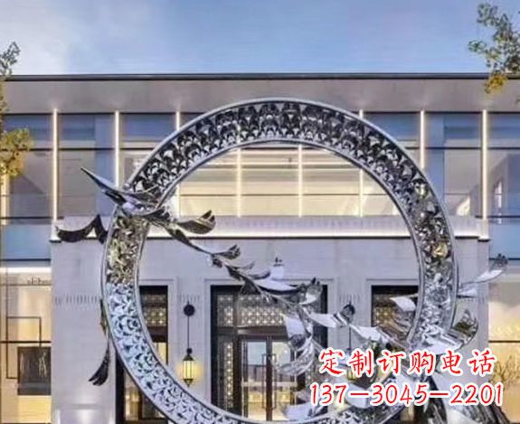 太原华丽大雁不锈钢圆环雕塑