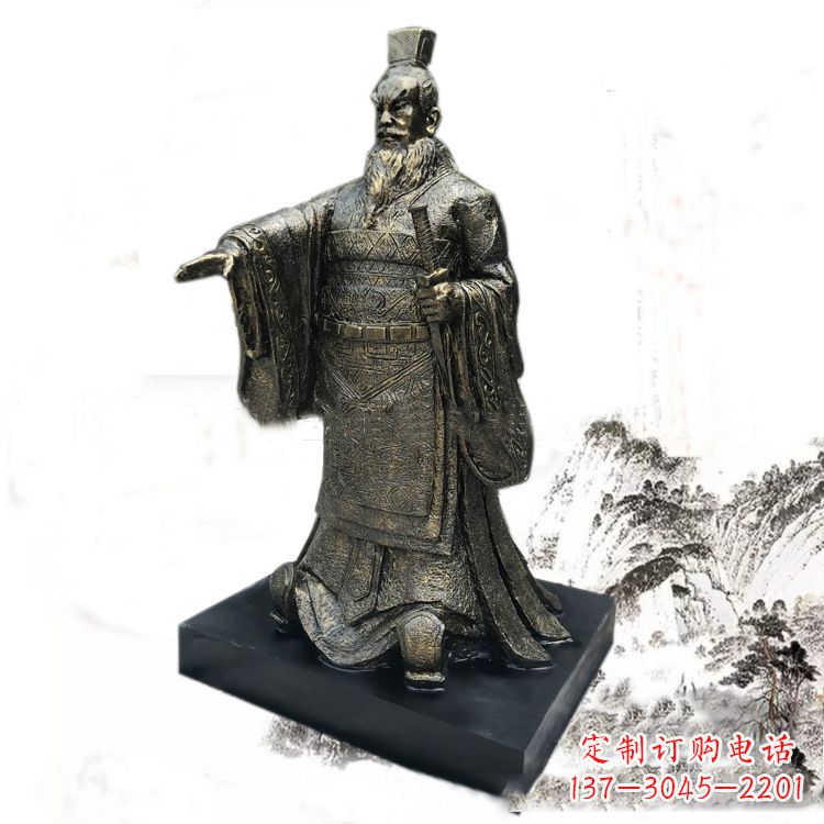太原精美秦始皇玻璃钢仿铜雕塑