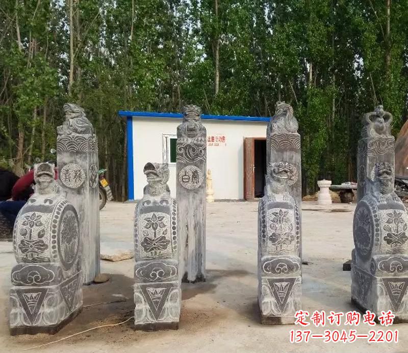太原青石抱鼓石门墩雕塑