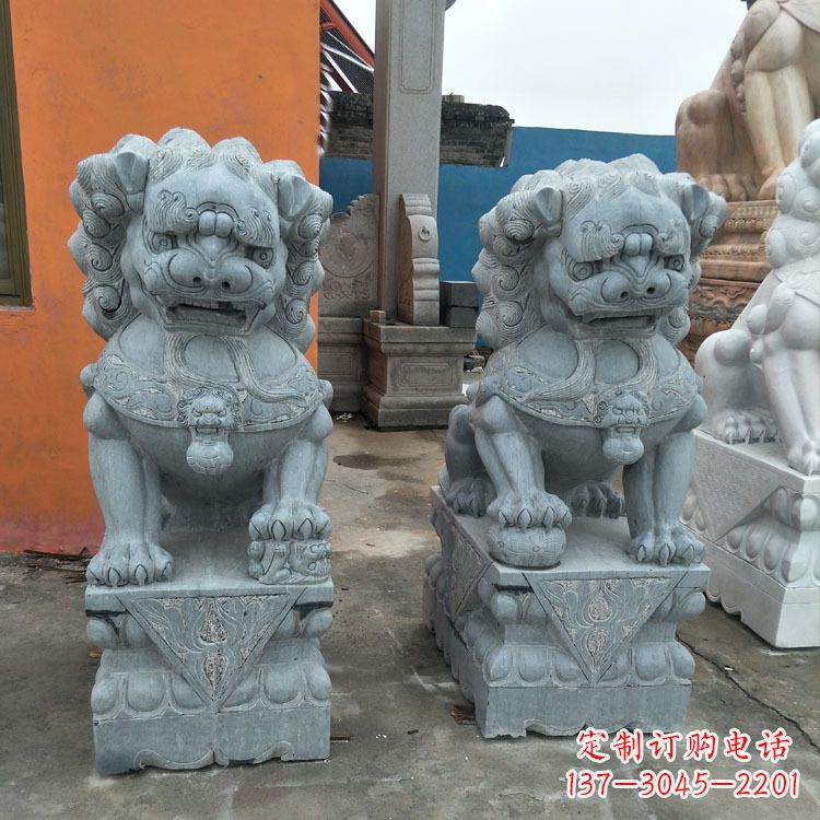 太原精美的青石北京小狮子雕塑