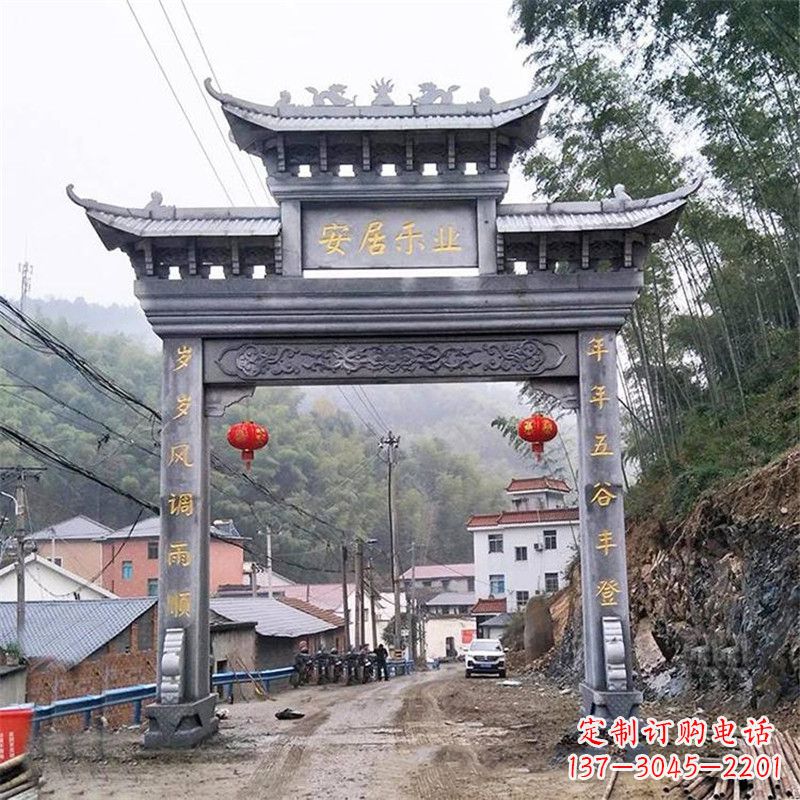 太原青石单门石牌坊——精美传承中国传统文化雕塑