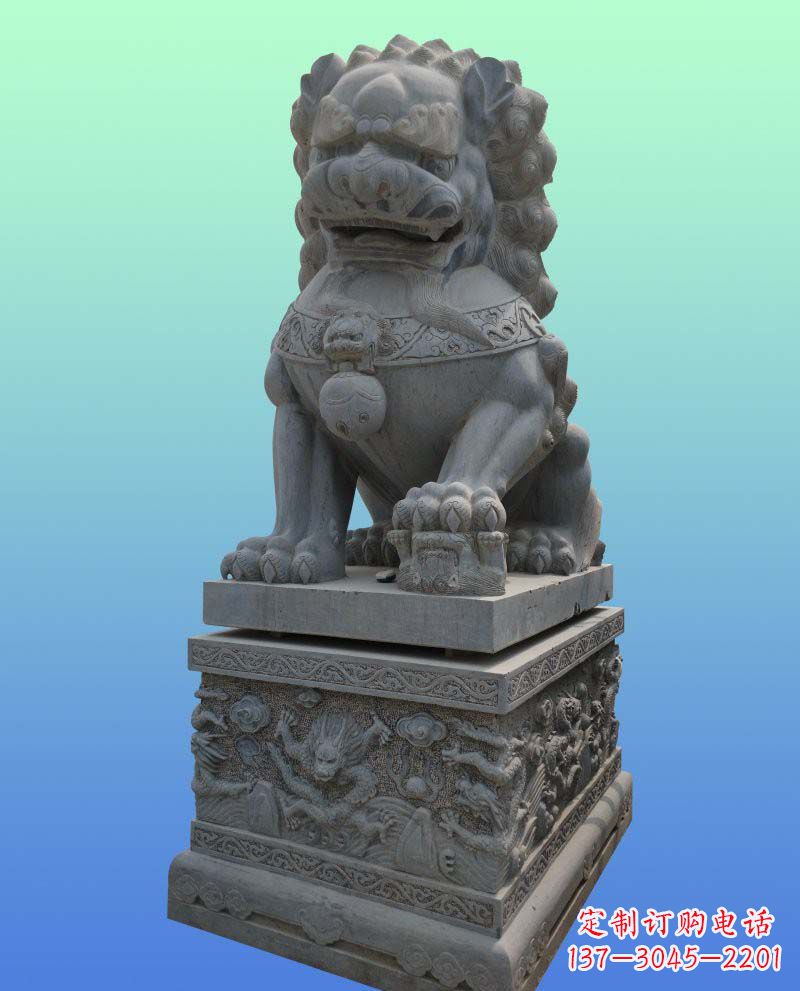 太原传统工艺与现代美感完美结合的青石狮子雕塑
