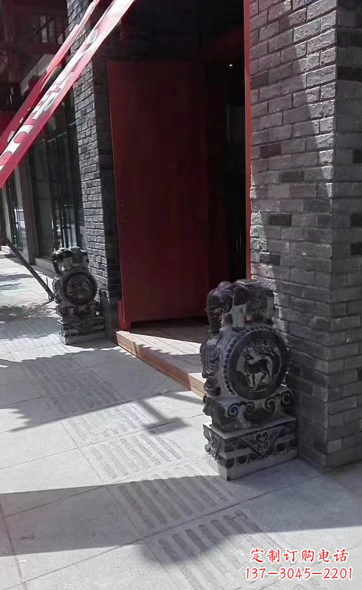 太原青石雕刻大象门墩抱鼓石