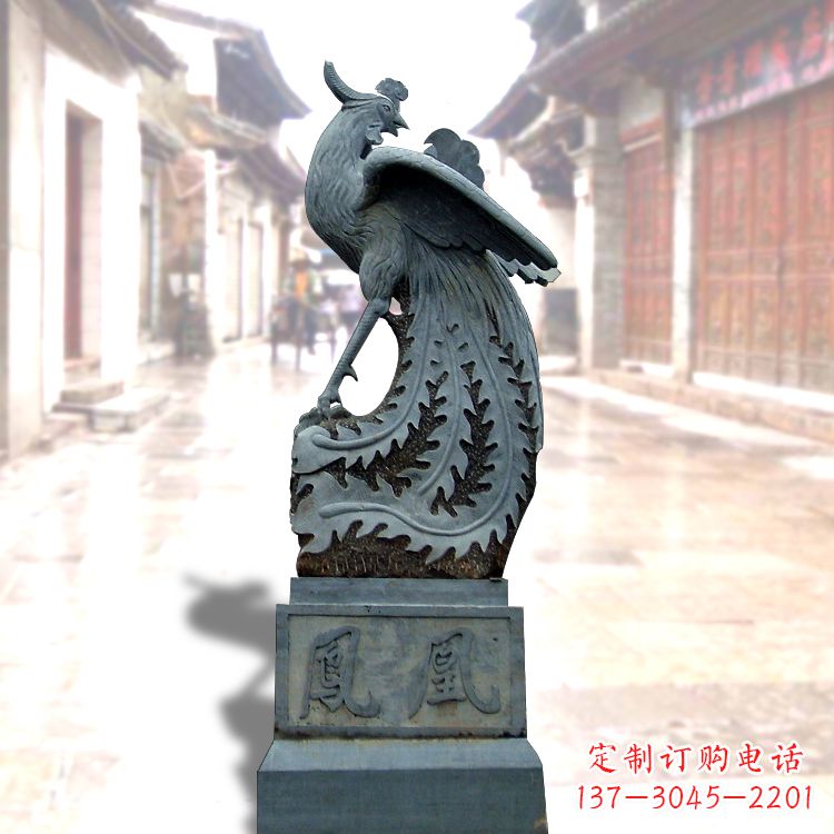 太原匠心之作——青石仿古凤凰雕塑