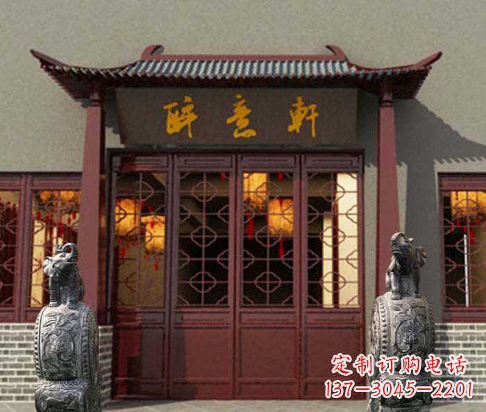太原门口镇宅装饰,招财进宝——青石大象雕塑