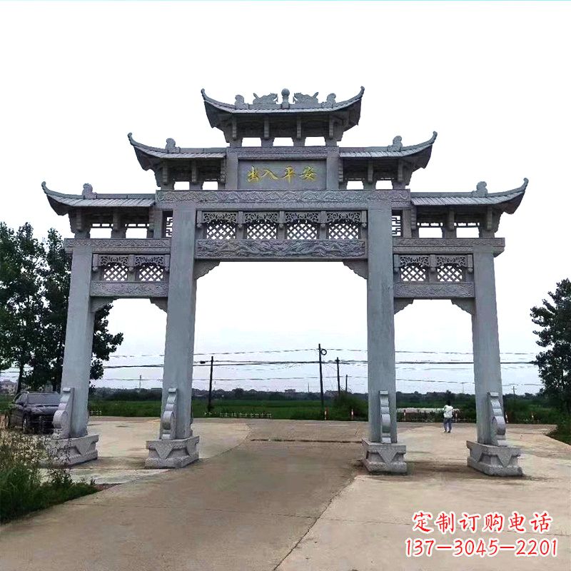 太原青石仿古农村牌坊雕塑
