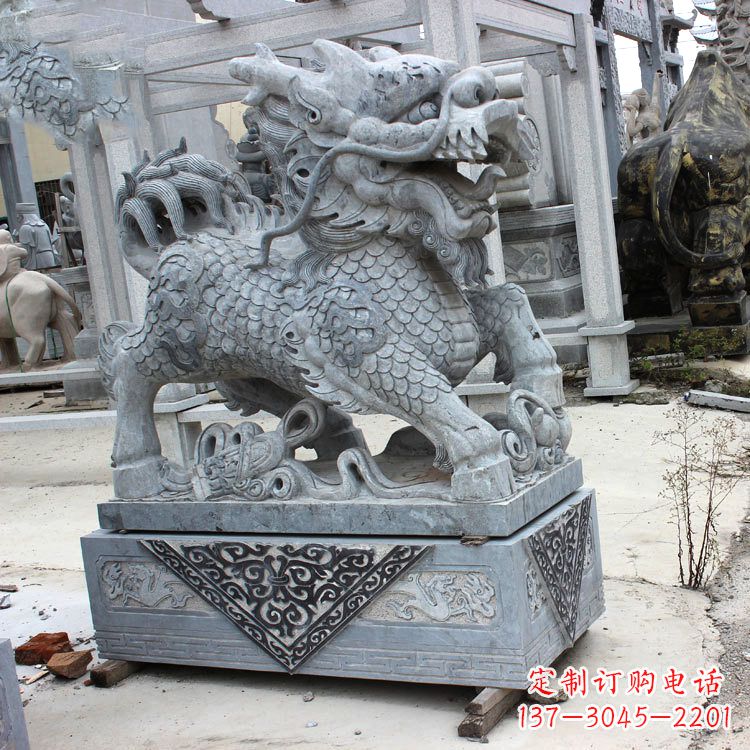 太原色彩缤纷的青石仿古石雕麒麟