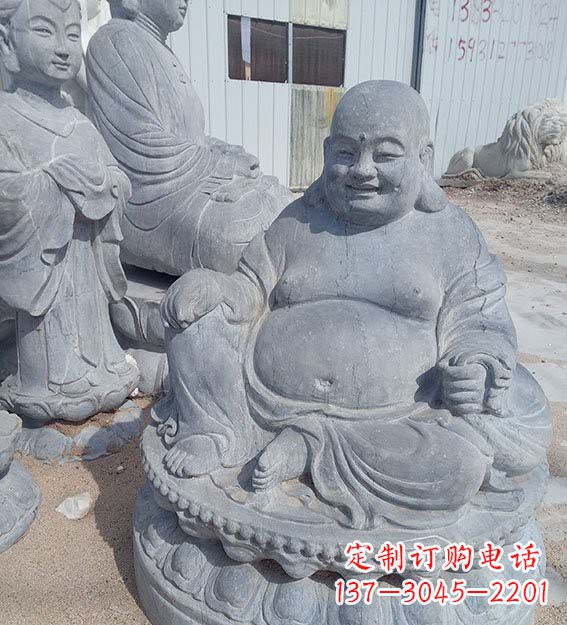 太原青石仿古坐式弥勒佛雕塑