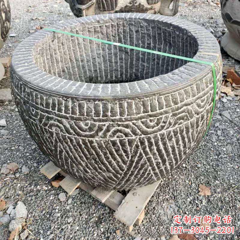 太原精美青石莲花水缸雕塑