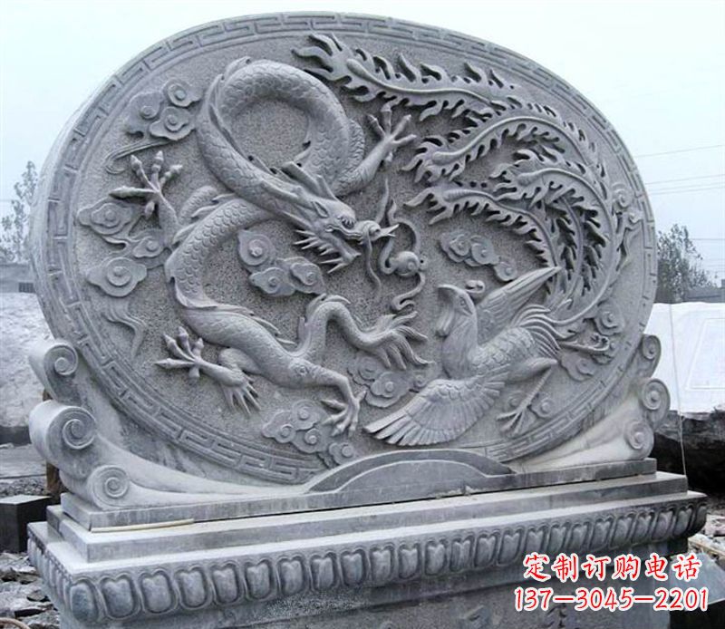 太原青石古典美——龙凤呈祥雕塑