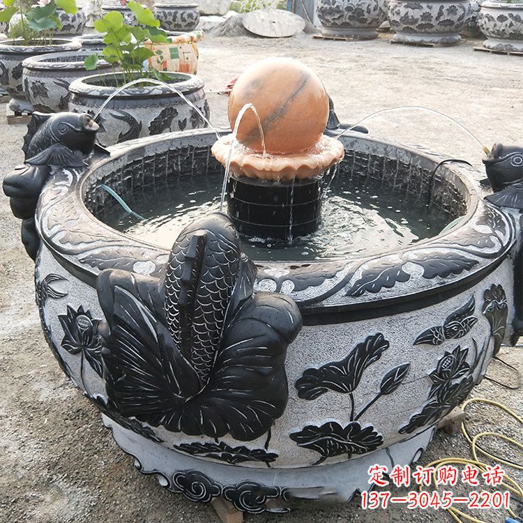太原青石鱼缸雕塑,装点您的生活