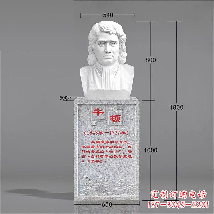 太原全才科学家牛顿汉白玉石雕头像