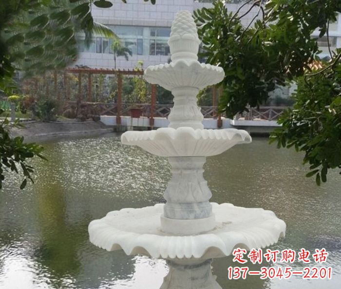 太原精致美观的三层喷泉汉白玉公园石雕