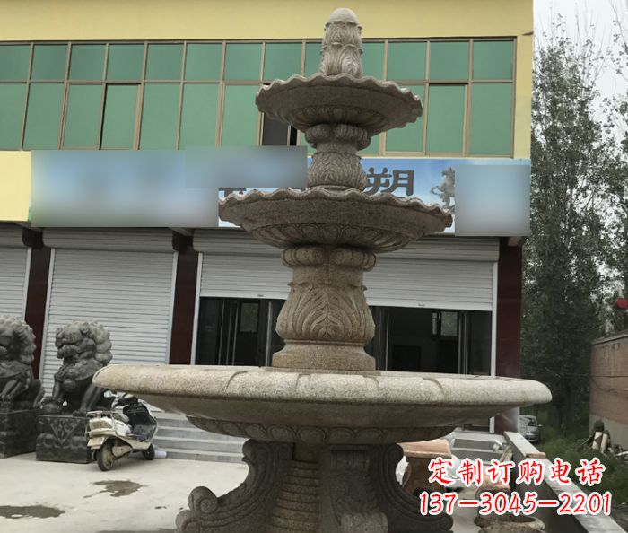 太原三层砂岩喷泉欧式石雕,定制专属你的雕塑