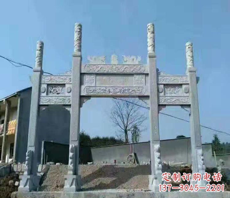 太原三门仿古牌坊石雕 (4)