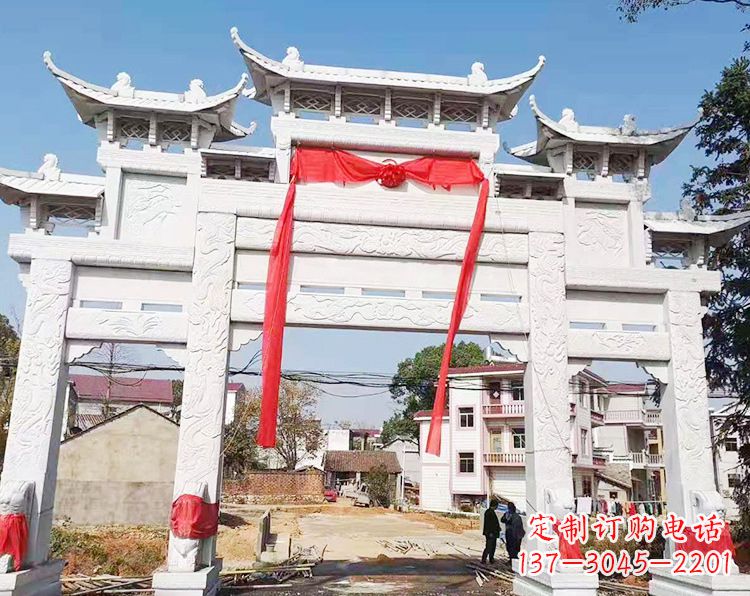 太原三门三楼石雕牌坊：专业定制牌坊雕塑