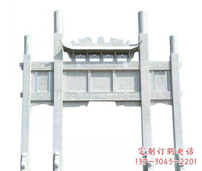 太原三门石雕牌坊定制精美牌坊雕塑