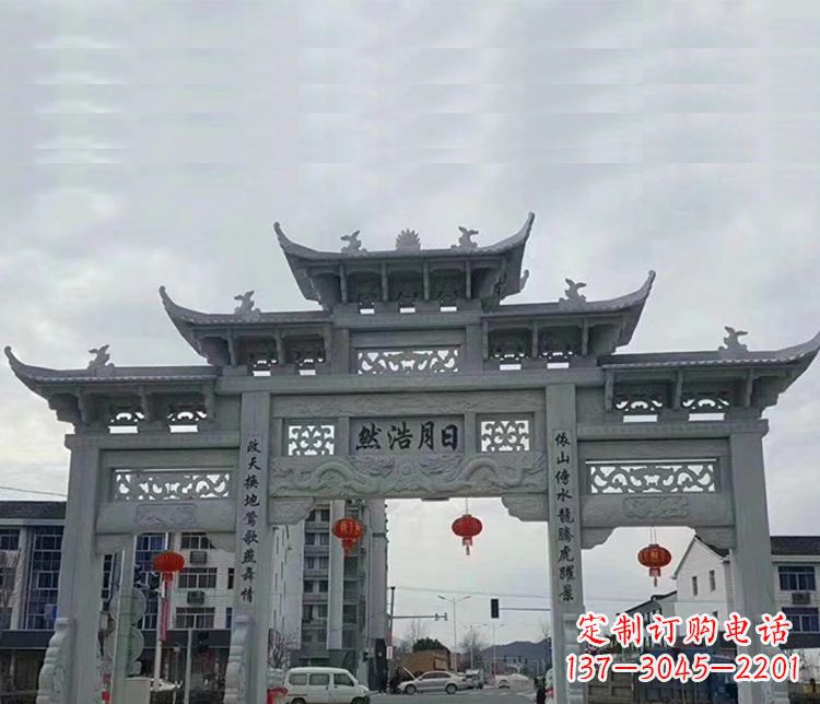 太原三门五楼石牌坊石雕_1