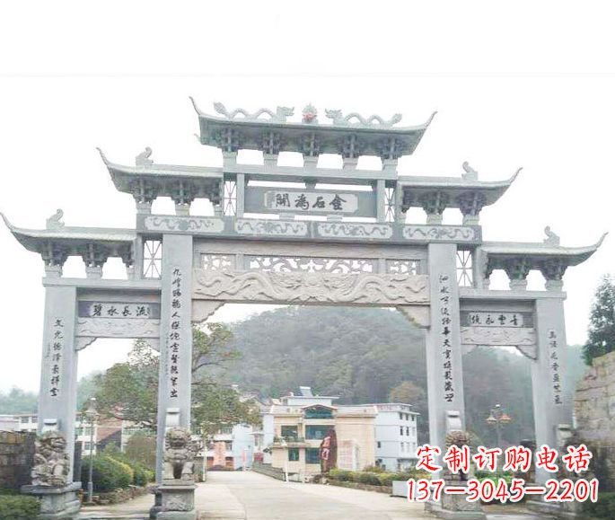 太原三门五楼石牌坊石雕——精美精致的多层次雕刻