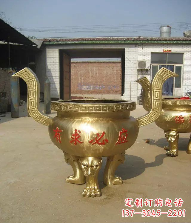太原三足香炉寺庙香炉铜雕