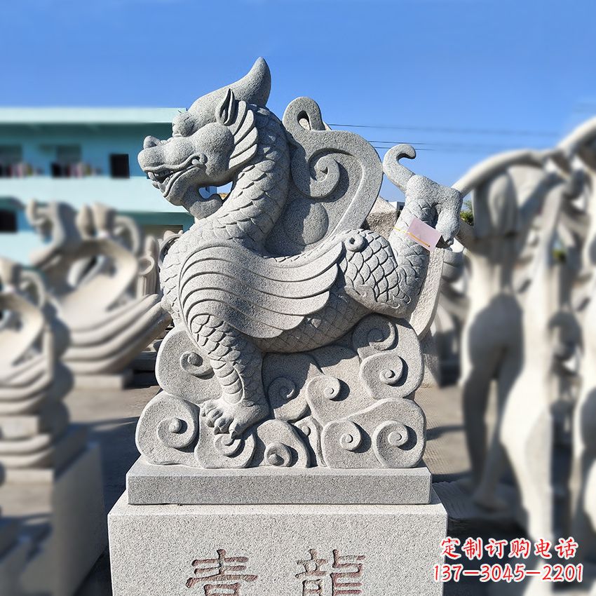 太原造型独特的上古四灵之青龙砂岩石雕塑
