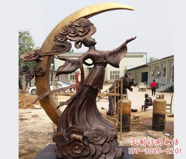 太原中领雕塑:精美嫦娥月亮铜雕