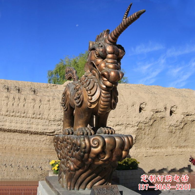 太原神羊獬豸铜雕-景区神兽动物雕塑摆件