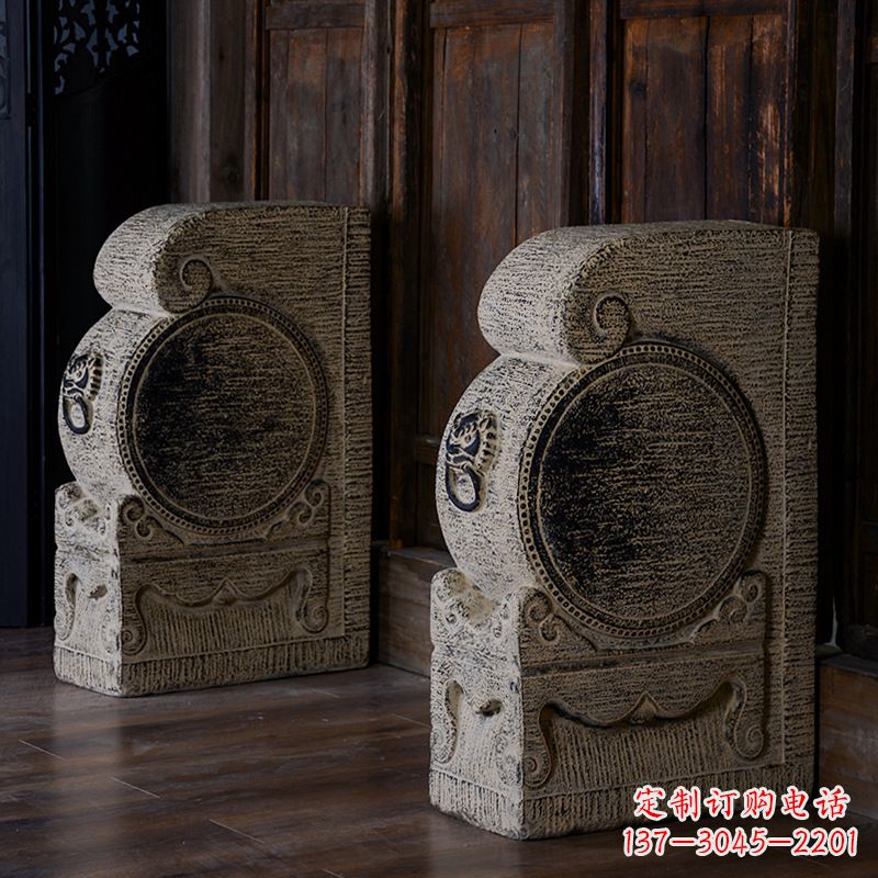 太原狮子石雕门墩-农村庭院大门雕塑摆件