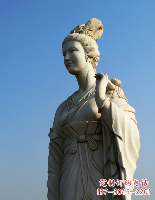 太原十二花神九月菊花庞苏汉白玉美女雕像