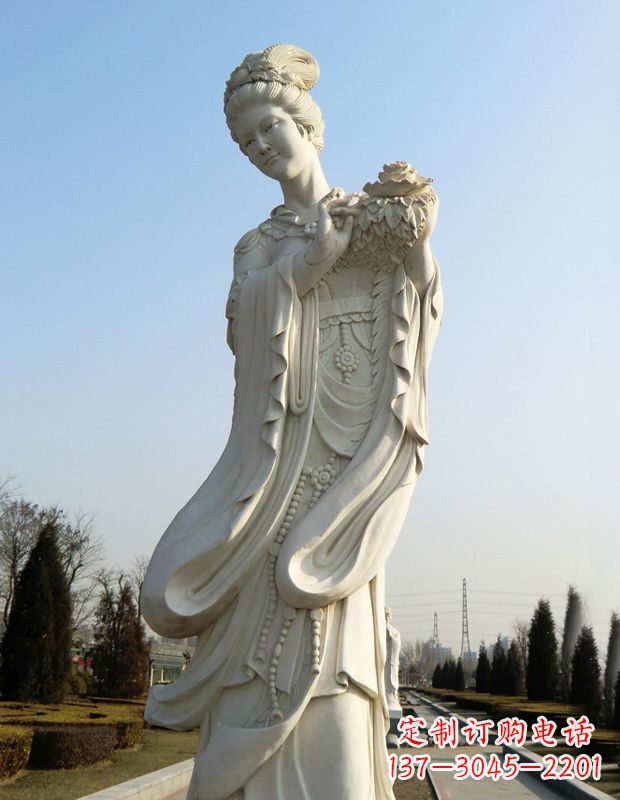 太原十二花神之四月牡丹杨玉环汉白玉古代美女雕像